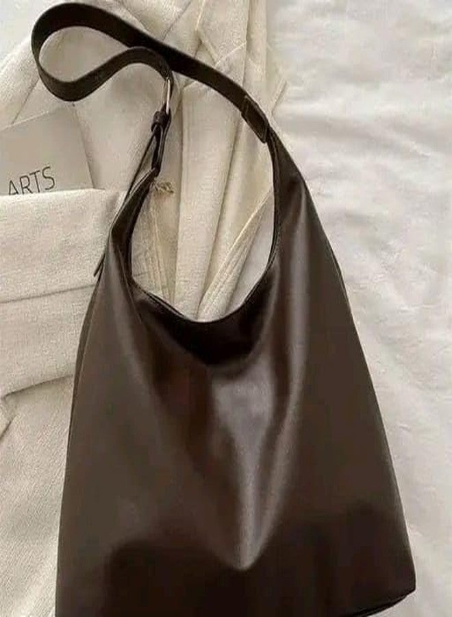 ASDIP Women's Hobo Shoulder Handbag, Premium Leather, Large Capacity 15L, Zipper Closure, Classic Style with Interior Pocket, All Season (BROWN) - Image 3